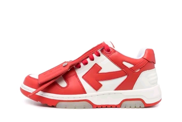 OFF-WHITE Out Of Office leather lace-up Fashionable and comfortable low-top sneakers for man and woman  in black and white