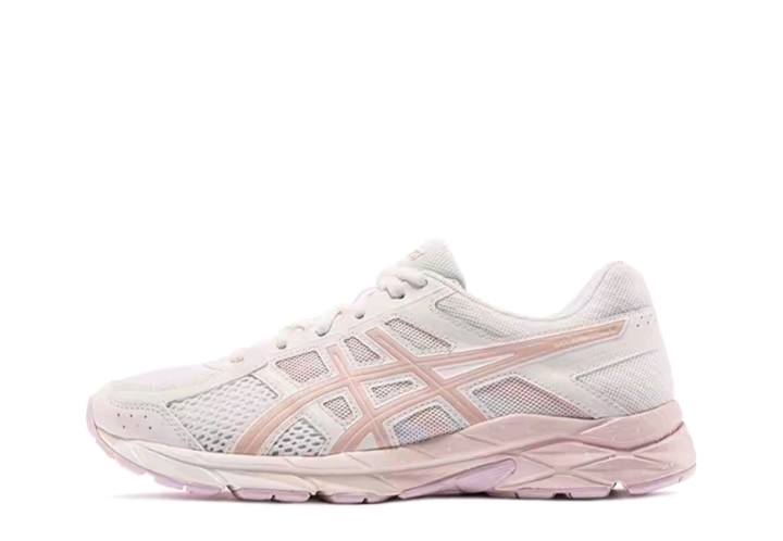 Asics Gel-Contend 4 comfy synthetic leather low-top running shoes Men and women white silver