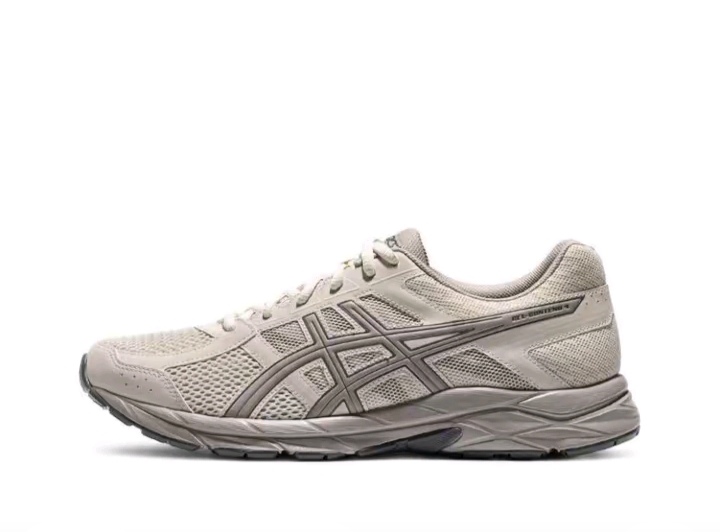 Asics Gel-Contend 4 comfy synthetic leather low-top running shoes Men and women white silver