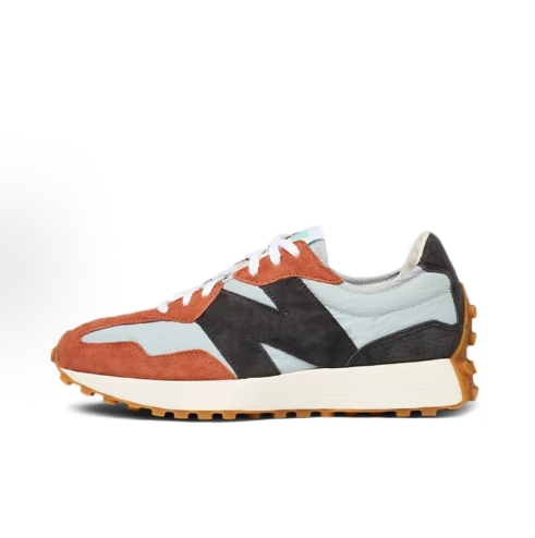 New Balance NB 327 Yuanyang Lightweight, versatile, Leather shock-absorbing, anti-slip, wear-resistant, low-top running shoes for men and women, blue and Orange