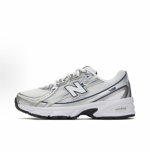 New Balance NB 740 Ice Blue fashionable, versatile, anti-slip, wear-resistant, low-top running shoes for both men and women in white and blue.