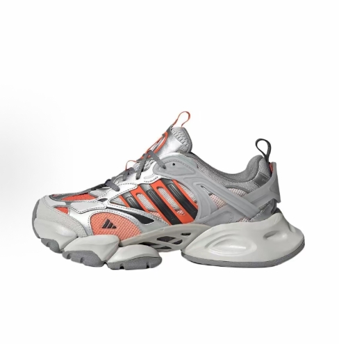 adidas XLG RUNNER DELUXE Light Mecha Shoes - Cyber Thick-soled Anti-slip and Wear-resistant Low-top Running shoes for men and women, silver wine Red >