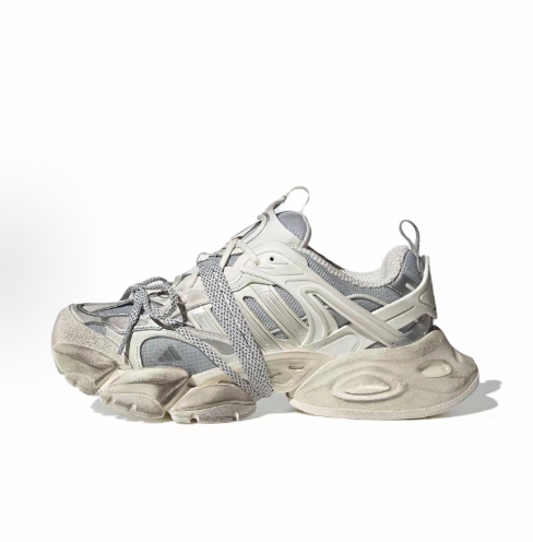 adidas XLG RUNNER DELUXE Light Mecha Shoes - Cyber Thick-soled Anti-slip and Wear-resistant Low-top Running shoes for men and women, silver wine Red >