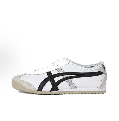 Onitsuka Tiger, MEXICO 66 Slip-on fabric, synthetic leather, lazy shoes, one-foot kick, lightweight for sports, wear and take off, low-top casual shoes for men and women, white, blue and red