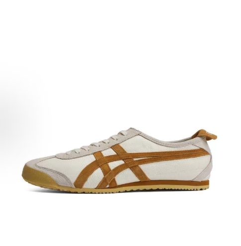 Onitsuka Tiger, MEXICO 66 Slip-on fabric, synthetic leather, lazy shoes, one-foot kick, lightweight for sports, wear and take off, low-top casual shoes for men and women, white, blue and red
