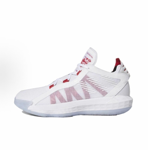 adidas D lillard 6 Lillard Fashionable, versatile, shock-absorbing, mid-top playing basketball shoes for men and women in white and red
