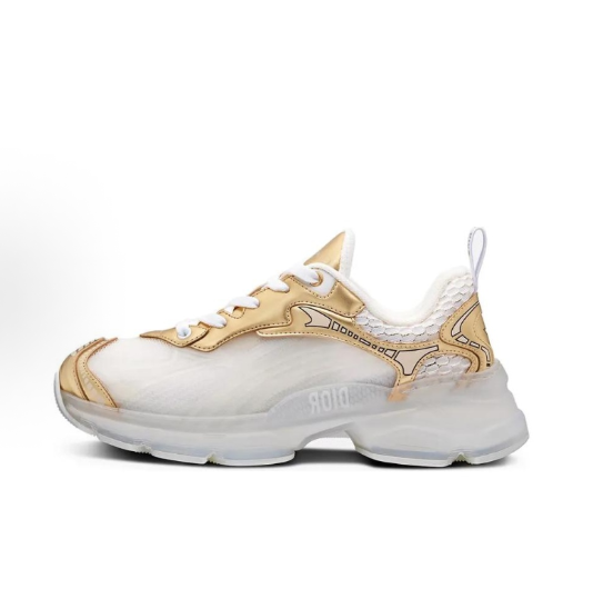 DIOR Vibe Checkered mesh fabric tie anti-slip, wear-resistant, lightweight, low-top casual shoes for women, white