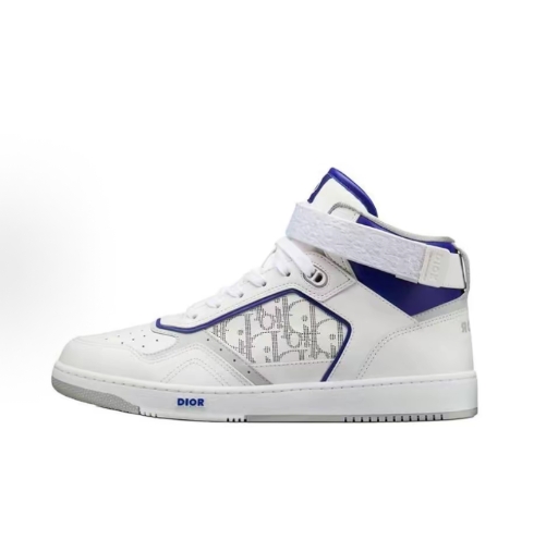 DIOR B27 Cowhide high-top Fashion Sneakers for Men and women in white and red