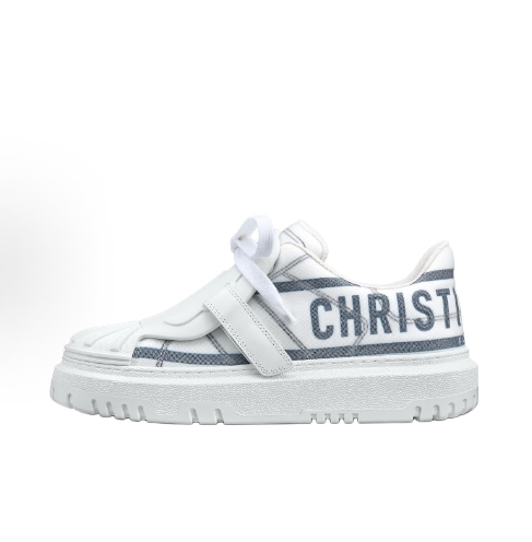 DIOR Dior-ID Shell shoes Round toe Low-top sneakers for women in white and blue