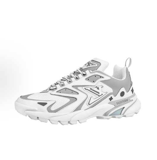LOUIS VUITTON Runner Tatic mesh fabric fashionable and durable low-top casual shoes for men and women in white and grey