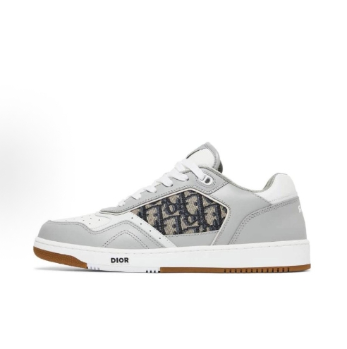 DIOR B27 Low 'Dior Oblique Galaxy cowhide fabric logo print low-top sneakers in grey and white for both men and women