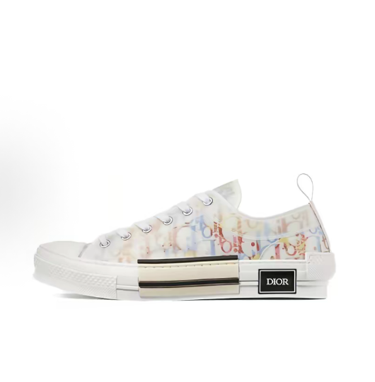 DIOR B23 transparent material logo, fashionable, anti-slip, lightweight, low-top running shoes for men and women, white