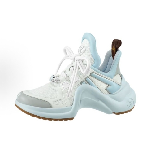 LOUIS VUITTON Archlight cowhide fabric lace-up low-top sports casual shoes for women in blue