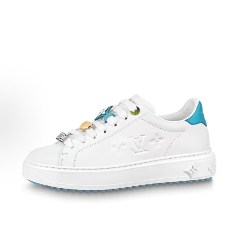 LOUIS VUITTON Time Out Leather Fashion Lace-up Low-top Fashion sneakers for women in white