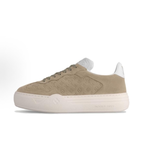 LOUIS VUITTON Groovy leather round-toe thick-soled lace-up low-top sneakers for women in brown
