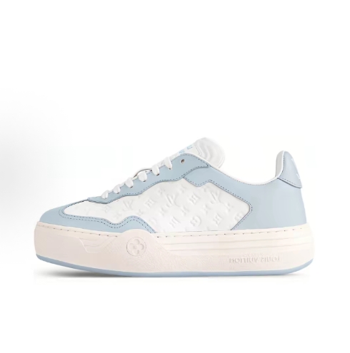 LOUIS VUITTON Groovy leather round-toe thick-soled lace-up low-top sneakers for women in brown