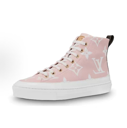 The LOUIS VUITTON Stellar is a high-top, high-top fashion board shoe and women's denim with a full printed pattern on the upper