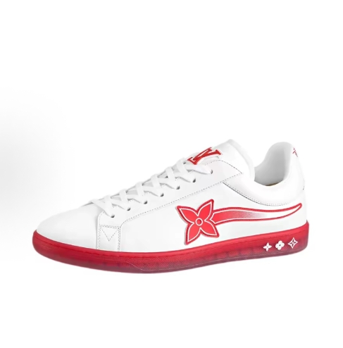 LOUIS VUITTON Luxembourg Samothrace cowhide sporty comfortable low-top fashion sneakers for men in white and blue