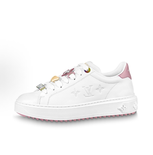 LOUIS VUITTON Time Out Leather Fashion Lace-up Low-top Fashion sneakers for women in white