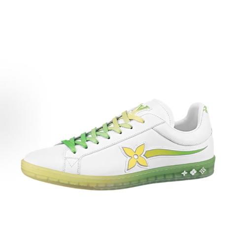 LOUIS VUITTON Luxembourg Samothrace cowhide sporty comfortable low-top fashion sneakers for men in white and blue