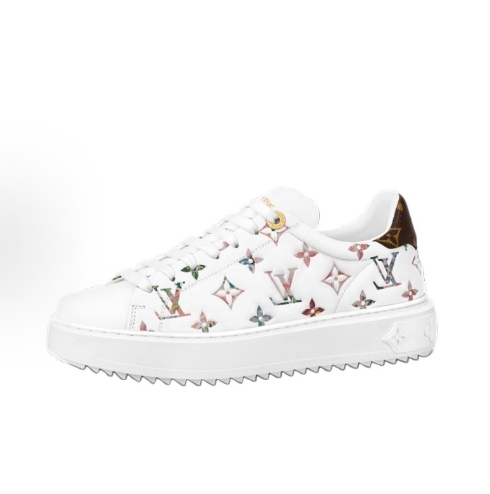 LOUIS VUITTON Time Out Leather Fashion Lace-up Low-top Fashion sneakers for women in white