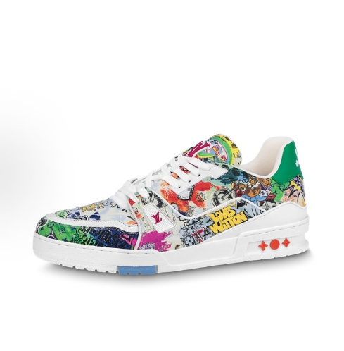 LOUIS VUITTON Trainer Round-toe lace-up low-top fashion sneakers for men and women in multiple colors