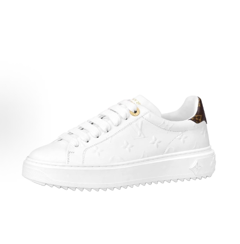LOUIS VUITTON Time Out Leather Fashion Lace-up Low-top Fashion sneakers for women in white