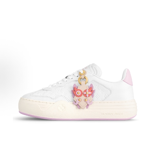 LOUIS VUITTON Groovy leather round-toe thick-soled lace-up low-top sneakers for women in brown