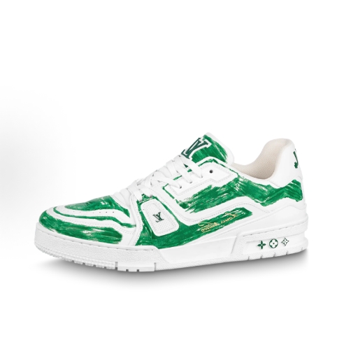 LOUIS VUITTON Trainer hand-painted graffiti Low-top lace-up low-top fashion sneakers for men and women in white and black
