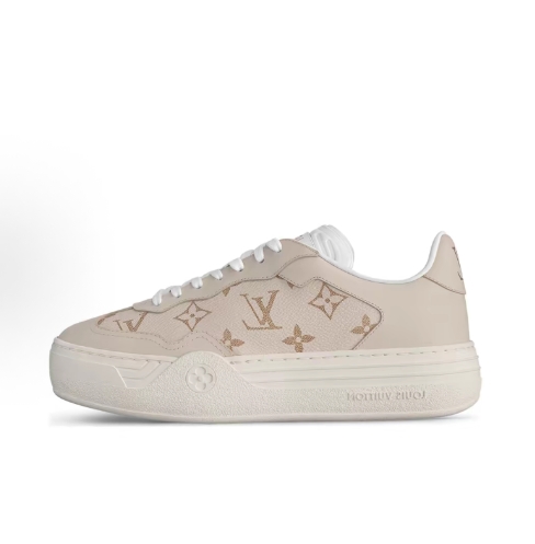 LOUIS VUITTON Groovy leather round-toe thick-soled lace-up low-top sneakers for women in brown