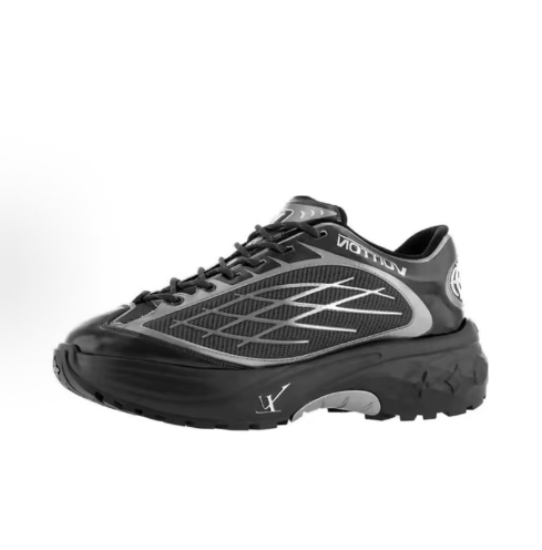 LOUIS VUITTON Discovery Leather round-toe lace-up low-top Casual shoes for Men in black