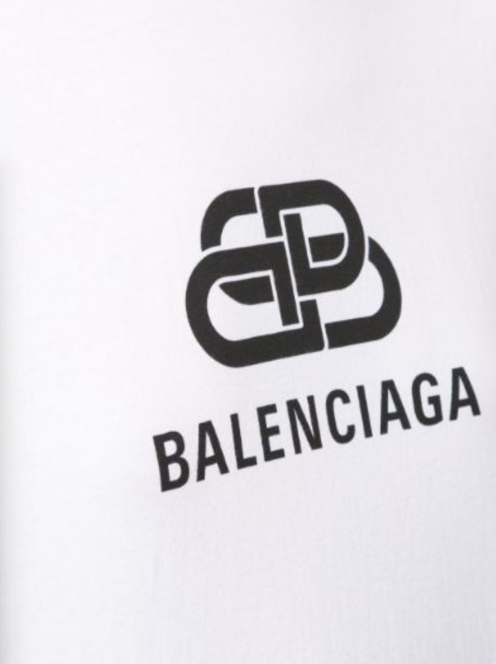 A Balenciaga short-sleeved T-shirt with a lock Logo and letter print on the chest, black for men and women