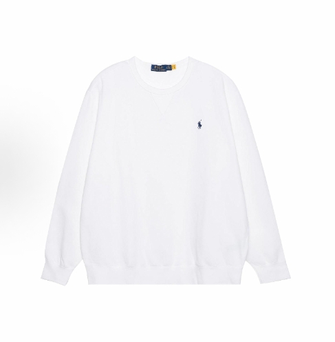 Polo Ralph Lauren solid-color Logo embroidered pullover long-sleeved sweatshirt for men and women, white
