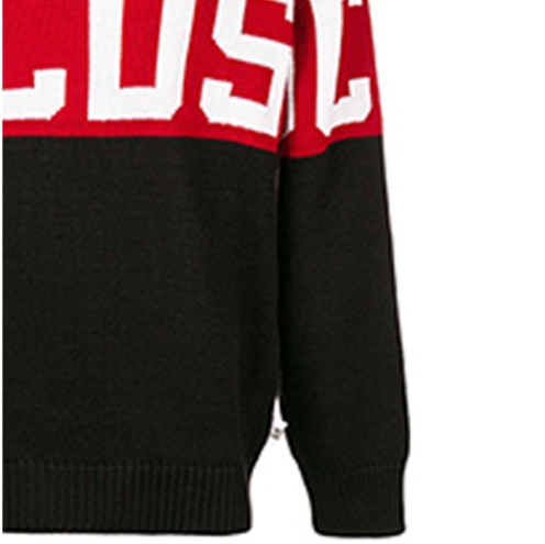 GCDS classic letter logo woolen sweater, black for both men and women