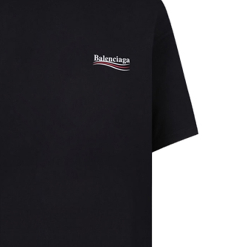 Balenciaga Political Campaign Cola Print large-sized short-sleeved off-the-shoulder T-shirt for men and women in black