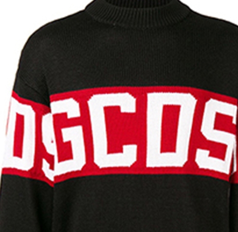 GCDS classic letter logo woolen sweater, black for both men and women
