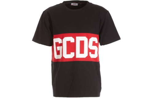 GCDS contrasting color lettered round-neck pullover loose short-sleeved T-shirt for men and women