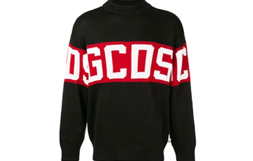 GCDS classic letter logo woolen sweater, black for both men and women