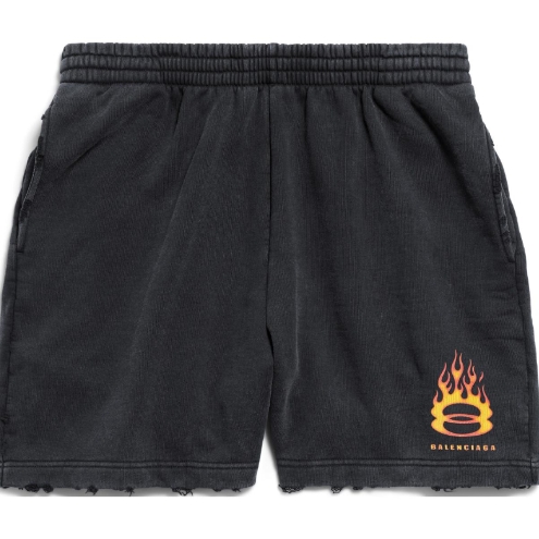 Balenciaga letter pattern printed loose and tight mid-waist three-point casual shorts Regular style men's black