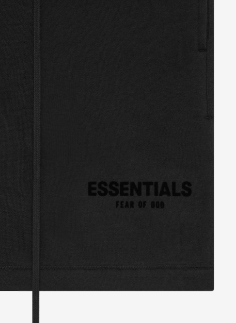 Fear of God Essentials SS22 Stretch Limo Letter Logo Printed Flocked Sport American Heavyweight Casual Shorts, Men and women Black style >