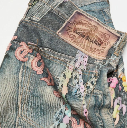 Acne Studios Letter chain Loose seven-inch denim shorts for men in blue >