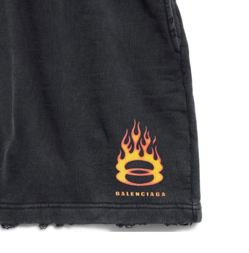Balenciaga letter pattern printed loose and tight mid-waist three-point casual shorts Regular style men's black