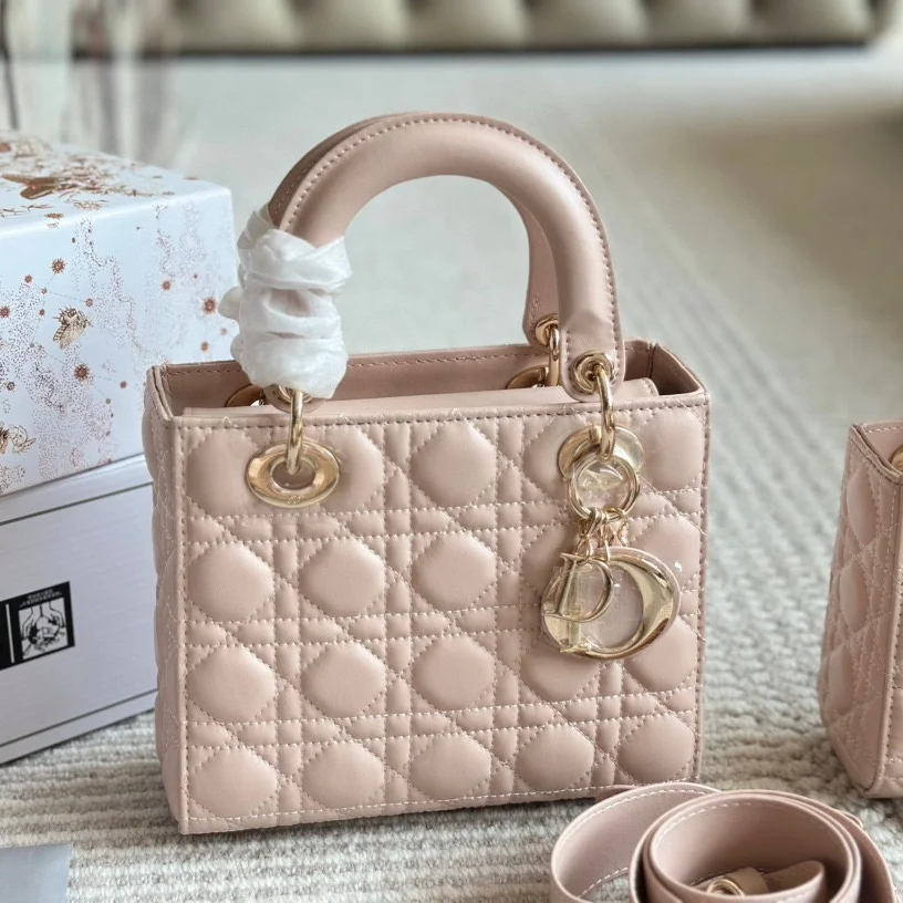 DIOR Small Lady Dior Bag-Lambskin Leather Shoulder Bag