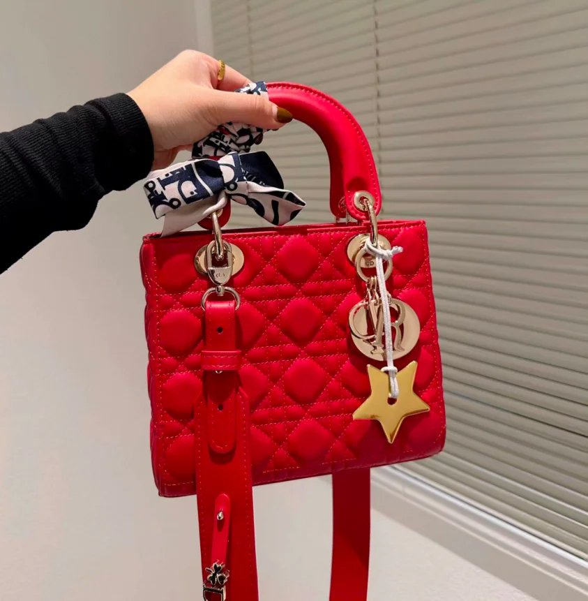 DIOR Small Lady Dior Bag-Lambskin Leather Shoulder Bag