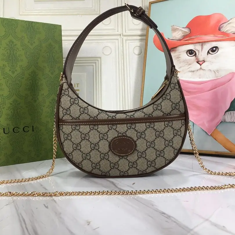 Gucci Marmnt Half Moon Shoulder Bag Handbag
