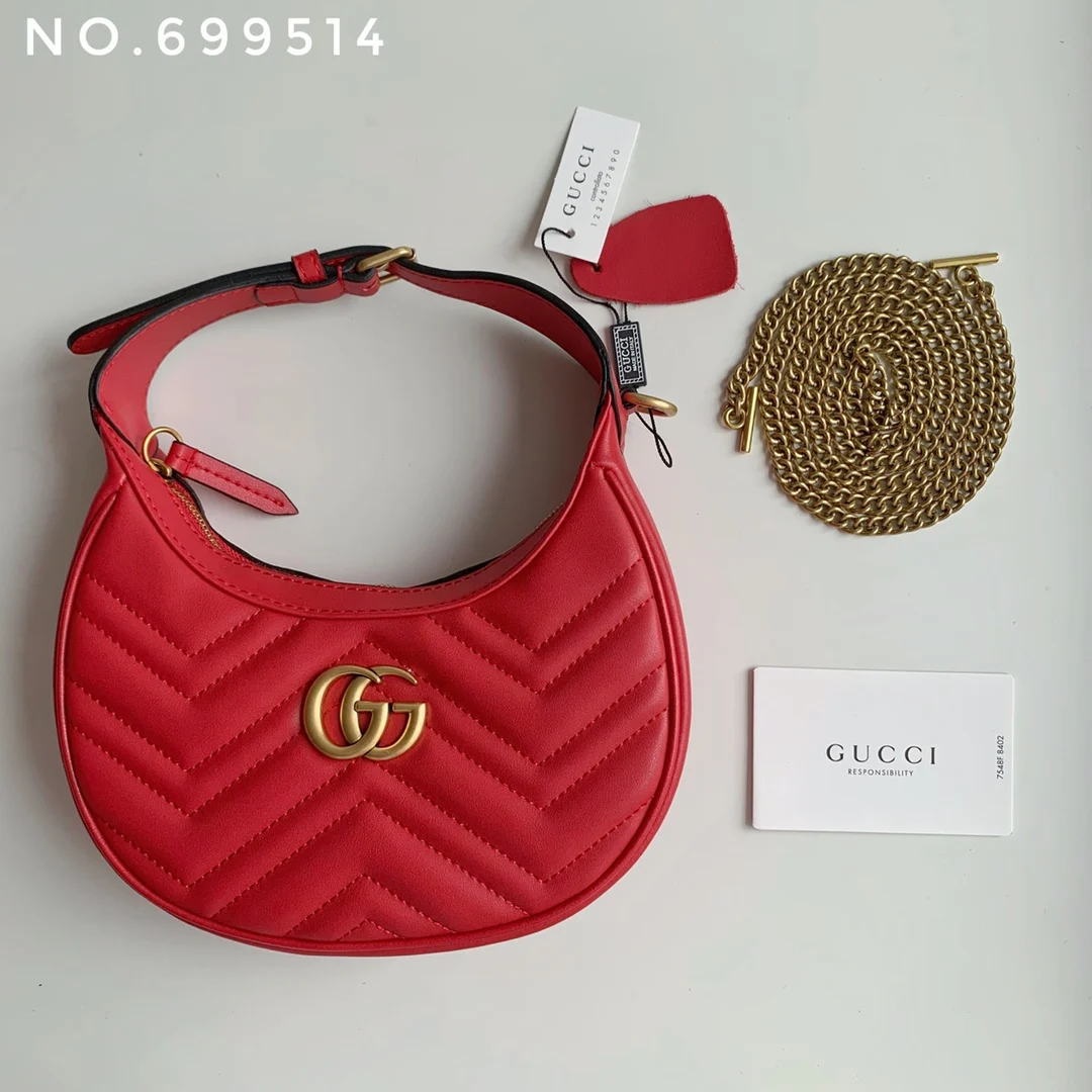 Gucci Marmnt Half Moon Shoulder Bag Handbag