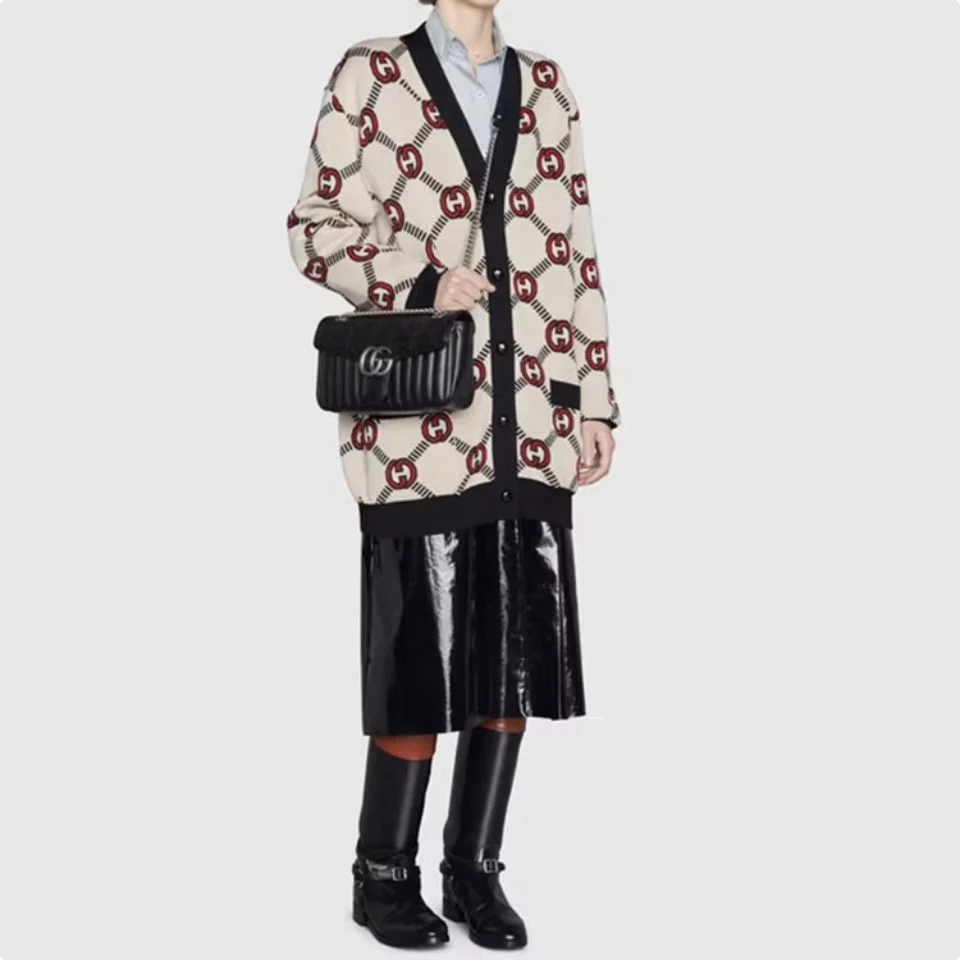 Gucci GG Marmont -Vertical stripes Shoulder Bag Handbag