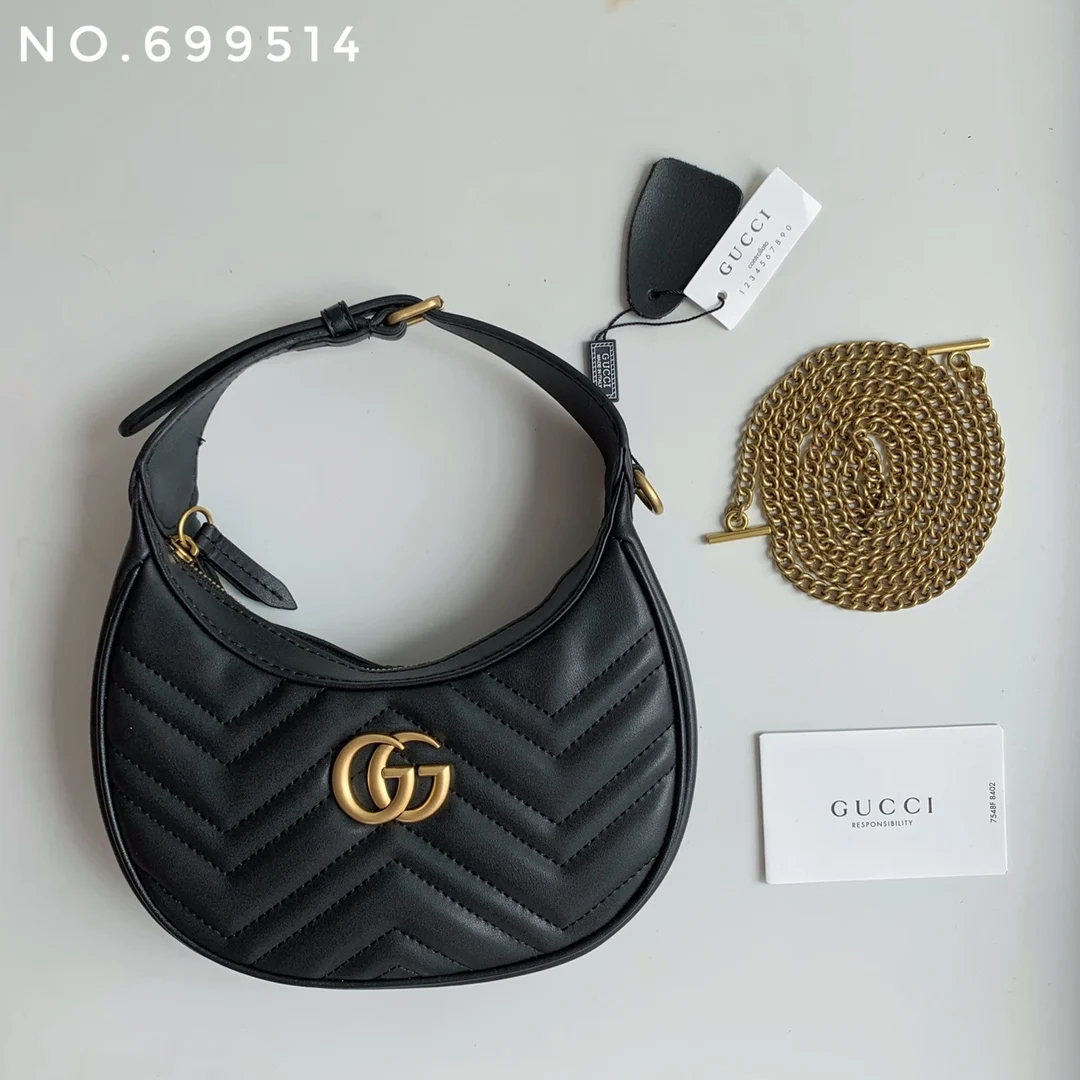 Gucci Marmnt Half Moon Shoulder Bag Handbag