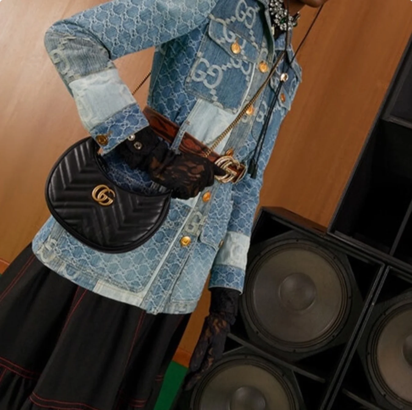 Gucci Marmnt Half Moon Shoulder Bag Handbag