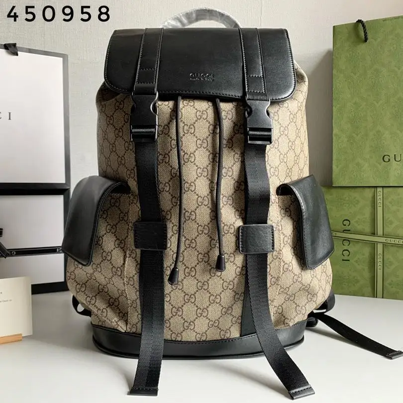 Gucci Striped Webbing Backpack Bag